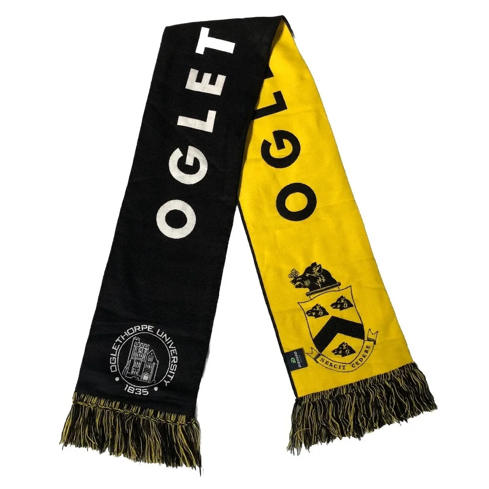 Diehard Scarf Oglethorpe University Unisex Black Yellow White Reversible Fringe